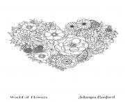 Coloriage Adulte Floral Heart From World Of Flowers