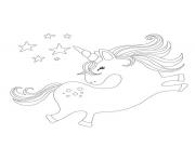 Coloriage Licorne avec etoiles