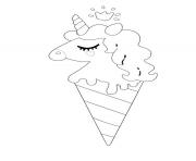 Coloriage glace licorne cornet de creme glace