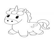 Coloriage Petite licorne mignonne kawaii