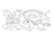 Coloriage licorne chateau arc en ciel pour filles