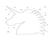 Coloriage silouhette tete de licorne avec etoiles