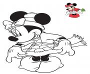 Coloriage minnie mouse avec une jolie robe de noel