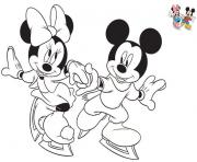 Coloriage mickey et minnie patinent pour noel