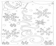 Coloriage janvier flocon de neiges bonhomme de neige