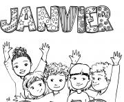 Coloriage janvier debut annee enfants