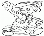 Coloriage pinocchio dit bye bye