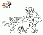 Coloriage pinocchio danse avec geppetto