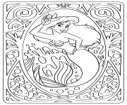 Coloriage ariel petite sirene disney mandala