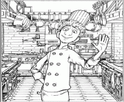 Coloriage ratatouille cuisinier dans la cuisine