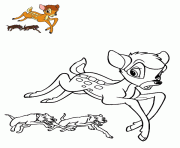 Coloriage bambi echappe a des chiens