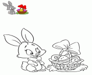 Coloriage bebe lapine pres dun panier oeufs