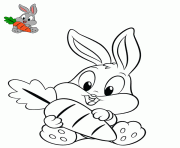 Coloriage bebe lapin mignon carotte paques