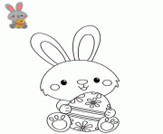 Coloriage lapin kawaii mignon paques