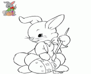 Coloriage lapin colorie un oeuf de paques