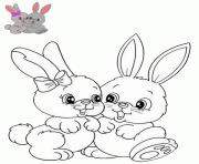 Coloriage deux jolies lapereau lapins