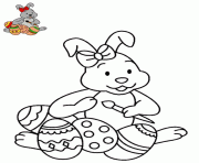 Coloriage lapin et oeufs de paques maternelle