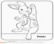 Coloriage pierre lapin fait le saut