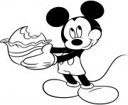 Coloriage mickey mouse mange un chocolat oeuf de paques