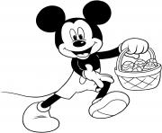 Coloriage panier de oeufs de paques mickey disney