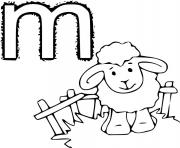 Coloriage alphabet m pour mouton