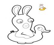 Coloriage lapin cretin bouee de sauvetage piscine