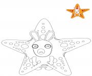 Coloriage lapin cretin etoile de mer orange