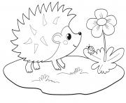 Coloriage adorable herisson dans la nature maternelle