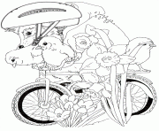 Coloriage herisson sur un velo