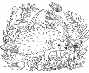 Coloriage herisson dans la savane par Lesya Adamchuk