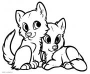 Coloriage deux adorable louveteau loup