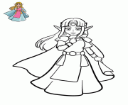 Coloriage princesse zelda avec diamant et robe bleu rose