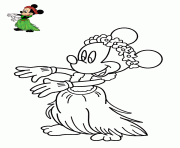 Coloriage disney mickey danse hula hawai