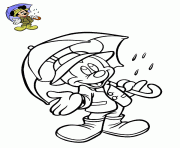 Coloriage mickey mouse avec un parapluie