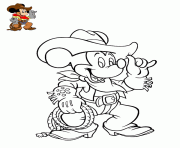 Coloriage mickey mouse avec des bottes et chapeau cowboy