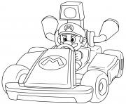 Coloriage mario remporte la premiere position mario kart