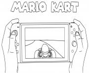 Coloriage un enfant joue a mario kard sur nintendo switch