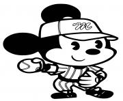 Coloriage mickey mouse joue au baseball