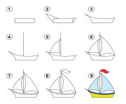 Coloriage apprendre dessiner bateau dessin facile