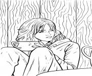 Coloriage hermione mange sa soupe chaude