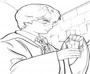 Coloriage harry prend la potion