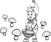 Coloriage oui oui recolte des champignons