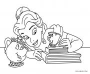 Coloriage princesse belle mrs samovar et chip