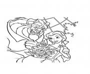 Coloriage bouquet de roses la belle et la bete disney