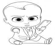 Coloriage baby boss avec son telephone portable