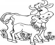 Coloriage la maman vache avec son petit veau