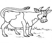 Coloriage vache joyeuse dans une ferme