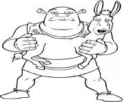 Coloriage Shrek porte l ane dans ses bras