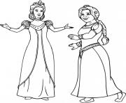 Coloriage princesse fiona et sa maman la reine