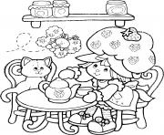 Coloriage Charlotte aux fraises joue a la dinette